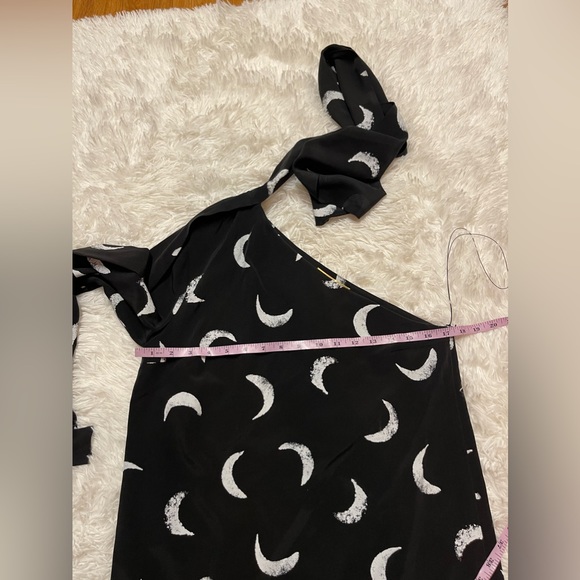 Saint Laurent Tie-Neck One-Sleeve Moon-Print Short Silk Dress - Picture 10 of 15